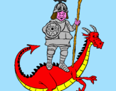 Disegno San Giorgio con il drago  pitturato su sergio