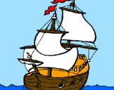 Disegno Barca  pitturato su matteo