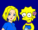 Disegno Sakura e Lisa pitturato su GIGIO NOT