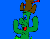 Disegno Cactus con il cappello  pitturato su mirko