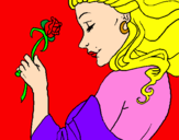 Disegno Principessa con una rosa pitturato su stella