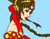 Disegno Principessa cinese pitturato su safa