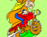 Disegno Strega in motocicletta  pitturato su Gioele