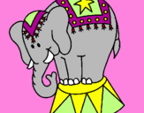 Disegno Elefante in scena  pitturato su robi