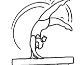 Disegno Esercizio alla cavalletta  pitturato su ginnastica artistica