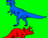 Disegno Triceratops e Tyrannosaurus Rex pitturato su LORENZO C.