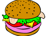 Disegno Hamburger completo  pitturato su giada
