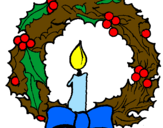 Disegno Corona augurale con una candela pitturato su alex 97