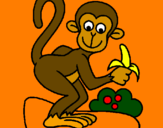 Disegno Scimmietta  pitturato su francesca