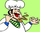 Disegno Lassaggio dello chef pitturato su clemby