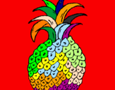 Disegno ananas  pitturato su stefano