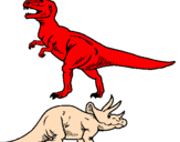 Disegno Triceratops e Tyrannosaurus Rex pitturato su federica