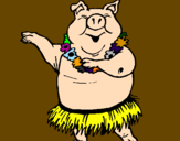 Disegno Maialino hawaiano  pitturato su da-tansen-die-schweine-ja