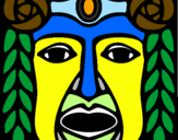 Disegno Maschera Maya pitturato su moha