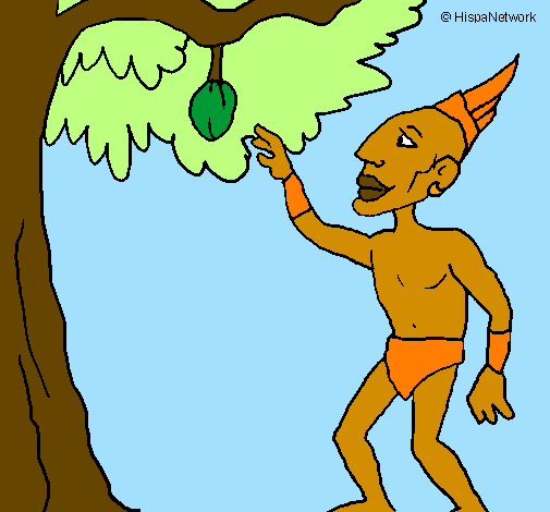 Maya su un albero da frutta 