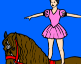 Disegno Trapezista in groppa al cavallo pitturato su RACHELE