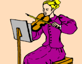 Disegno Dama violinista  pitturato su KETY