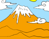 Disegno Monte Fuji pitturato su margarita
