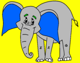 Disegno Elefante felice  pitturato su Eleonora