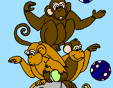 Disegno Scimmie giocoliere pitturato su Domenico