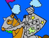 Disegno Cavaliere a cavallo pitturato su matteo