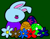 Disegno Coniglietto di Pasqua  pitturato su deborah