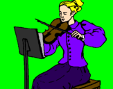 Disegno Dama violinista  pitturato su meca