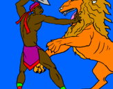Disegno Gladiatore contro un leone pitturato su sissigo96