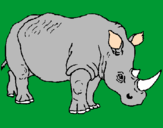 Disegno Rinoceronte  pitturato su michi