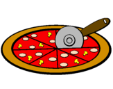 Disegno Pizza pitturato su gabra
