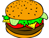 Disegno Hamburger completo  pitturato su Lard