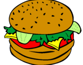 Disegno Hamburger completo  pitturato su IRENE