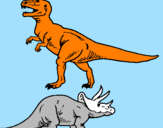 Disegno Triceratops e Tyrannosaurus Rex pitturato su Beatrice