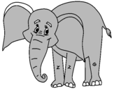 Disegno Elefante felice  pitturato su chiara