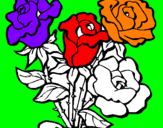 Disegno Mazzo di rose  pitturato su marielena