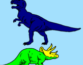 Disegno Triceratops e Tyrannosaurus Rex pitturato su alessandro