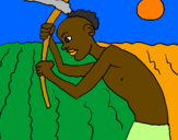 Disegno Coltivare la terra  pitturato su escravo africao