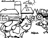 Disegno Mucca nella fattoria  pitturato su Sebastiano