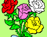 Disegno Mazzo di rose  pitturato su LULU