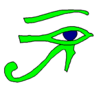 Disegno Occhio di Horus  pitturato su fabio