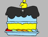 Disegno Torta di compleanno  pitturato su TIZIO