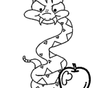 Disegno Serpente con la mela  pitturato su PAOLO