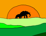 Disegno Elefante all'alba  pitturato su federica
