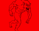 Disegno Uomo lupo  pitturato su EDOARDO