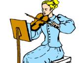 Disegno Dama violinista  pitturato su LUCIA ASTARITA 1 MEDIA 