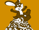 Disegno Coniglio di Pasqua pitturato su pilli