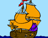 Disegno Barca  pitturato su MARCO