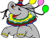 Disegno Elefante con 3 palloncini  pitturato su ROSA