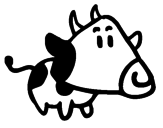 Disegno Mucca con la testa triangolare  pitturato su vacca