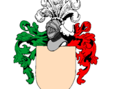 Disegno Blasone e casco pitturato su  italia medievale